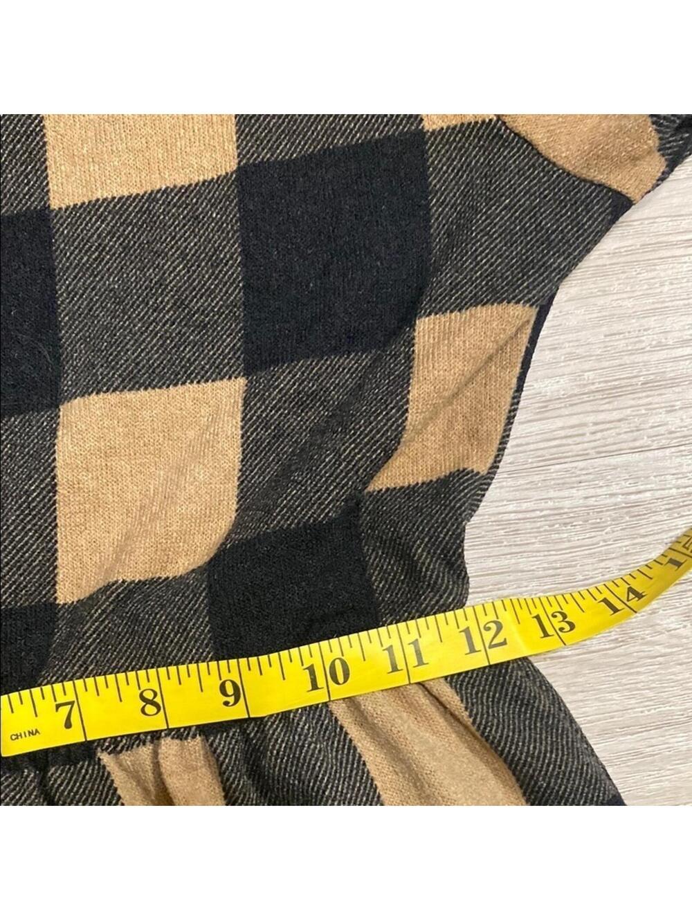 Gilli Black and Tan Plaid Long Sleeve Dress - Picture 12 of 15